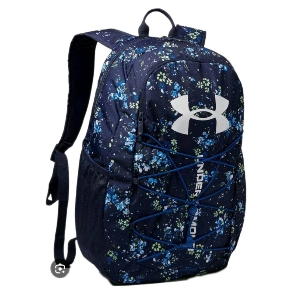 Under Armour Midnight Navy and White Floral Full Sized Hustle Backpack NWT $65